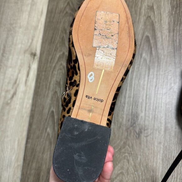 Dolce Vita Ankle Bootie Womens 7 Tan/Brown Cheetah Leopard Print Cow Fur Boots - Picture 10 of 10